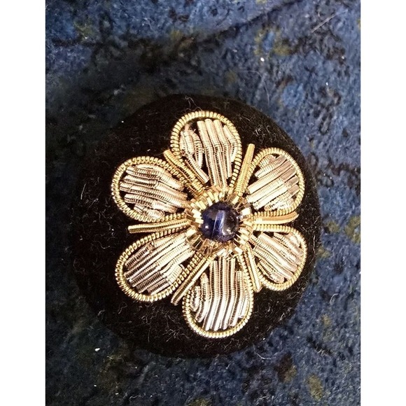 Anthropologie Velour Pearl strap Evening Cocktail Purse Black Blue Cottagecore - Picture 5 of 8